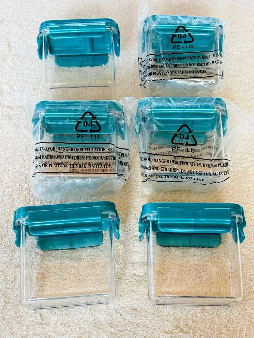 LOCKNLOCK SET OF 6- 6OZ FLIP TOP MINI FOOD CANISTERS STACKABLE NEW SPEARMINT